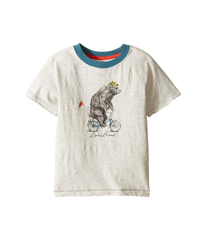 Lucky Brand Kids - Raglan Tee W/ Bicycle Bear Screen Print