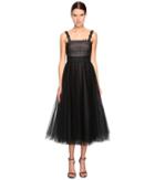 Marchesa Notte - Lace And Tulle Tea Length Gown With Beaded Straps