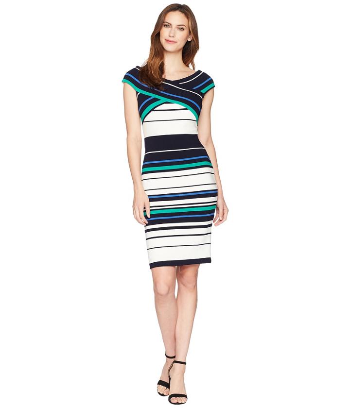 Adrianna Papell - Refined Sporting Stripe Sheath Dress