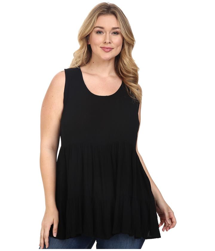 Karen Kane Plus - Plus Size Sleeveless Double Ruffle Top