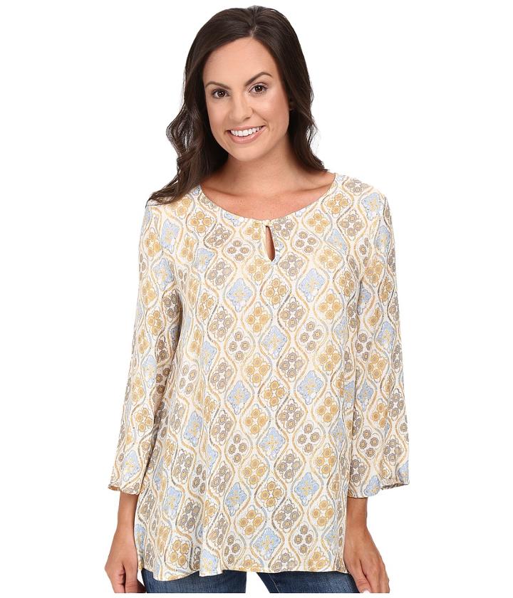 Stetson - Floral Batik Long Sleeve Woven Peasant Top