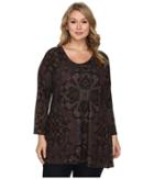 Nally &amp; Millie - Plus Size Printed Patch Scarf Tunic