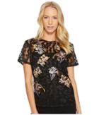 Catherine Catherine Malandrino - Short Sleeve Lace Embroidered Scoop Neck Top
