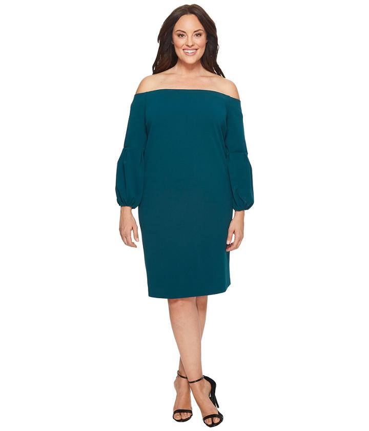Vince Camuto Specialty Size - Plus Size Off Shoulder Bubble Sleeve Crepe Ponte Dress