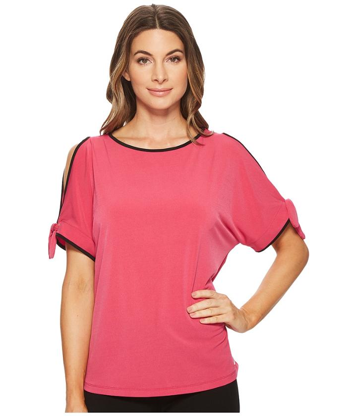 Ivanka Trump - Matte Jersey Cold Shoulder With Piping Blouse