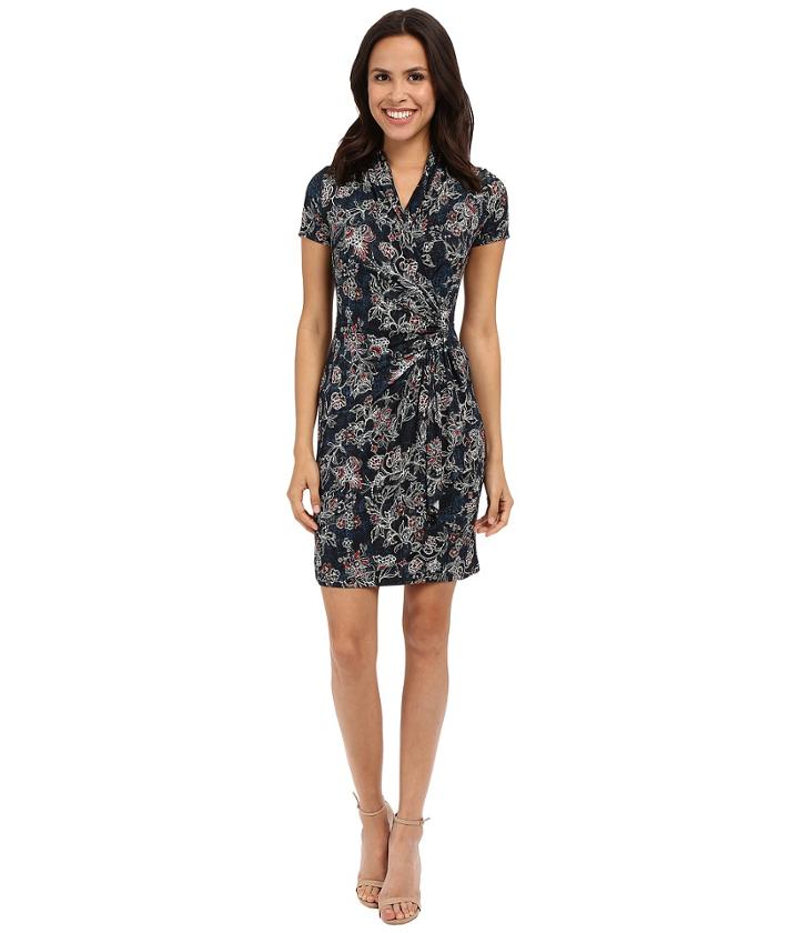 Karen Kane - Batik Floral Cascade Wrap Dress