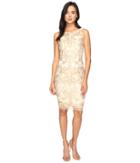 Adrianna Papell - Basic Sleeveless Sheath Dress In Fleur Embroidery