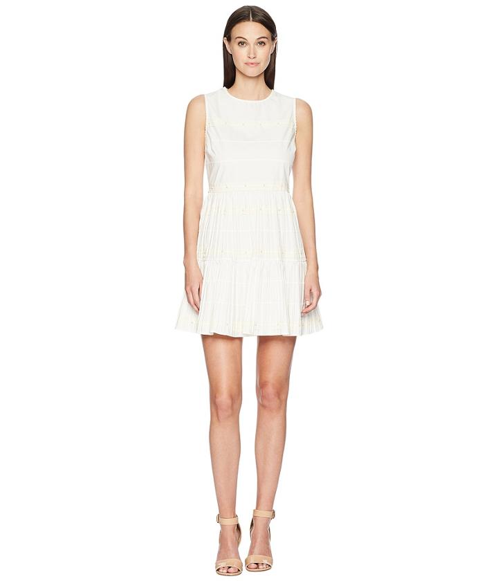 Red Valentino - Cotton Poplin Dress With Zagana Ribbon And Boules