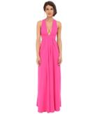 Jill Jill Stuart - Deep V-side Cut Out 2-ply Crepe Gown