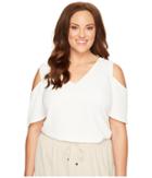 Calvin Klein Plus - Plus Size V-neck Cold Shoulder Flutter Sleeve Top