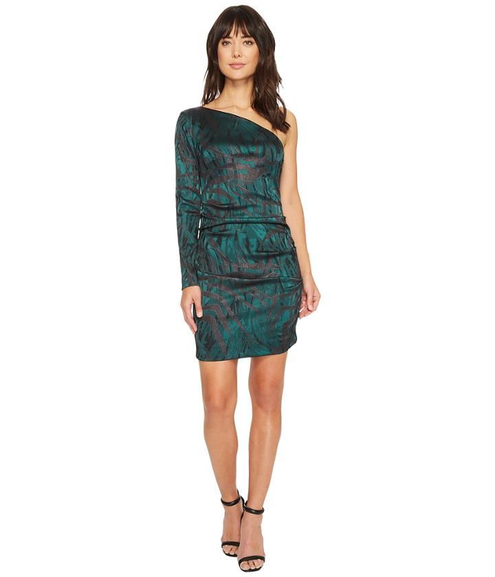 Nicole Miller - Stroked Lurex One Shoulder Dress