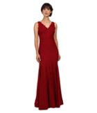 Adrianna Papell - Sleeveless V-neck Lace Trumpet Gown