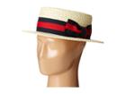 Scala - Straw Boater With Two-tone Stripe Grosgrain Ribbon