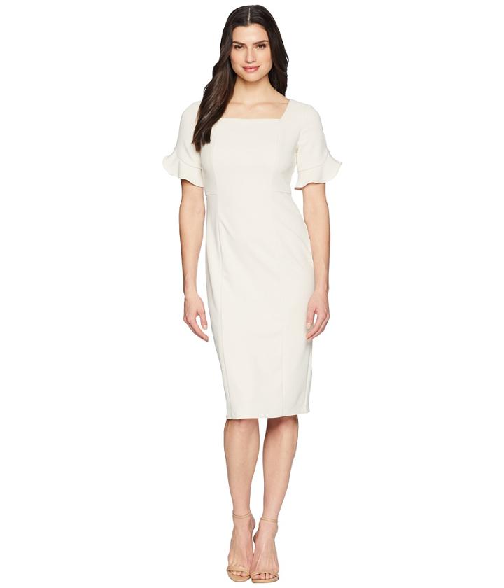 Donna Morgan - Midi Length Crepe Dress With Flutter Sleeve