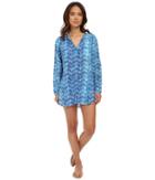 Lauren By Ralph Lauren - Herringbone Camp Shirt Tail Cover-up