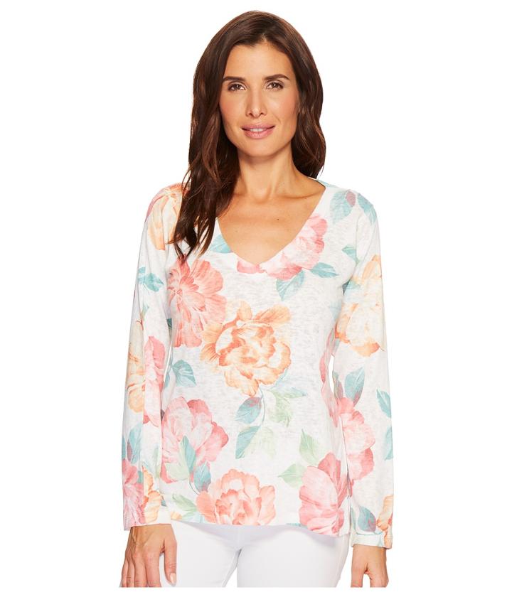 Nally &amp; Millie - Big Floral Print V-neck Top