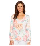 Nally &amp; Millie - Big Floral Print V-neck Top