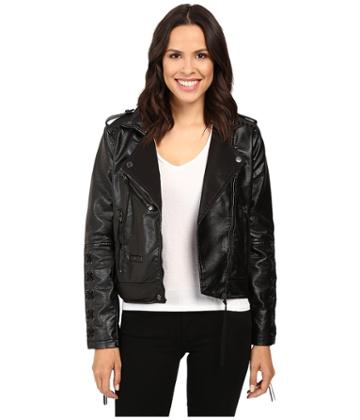 Blank Nyc - Vegan Leather Lace-up Jacket In Sweet Talk