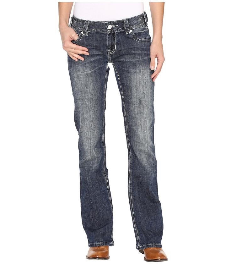 Rock And Roll Cowgirl - Low Rise Bootcut Jeans In Dark Vintage W0-9605
