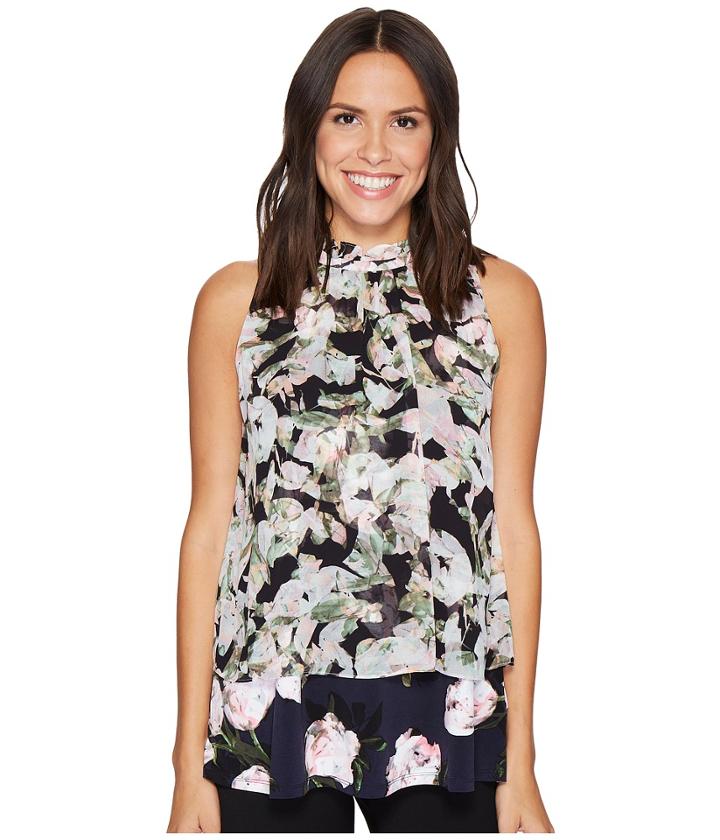 Ellen Tracy - Mixed Print Overlay Shell
