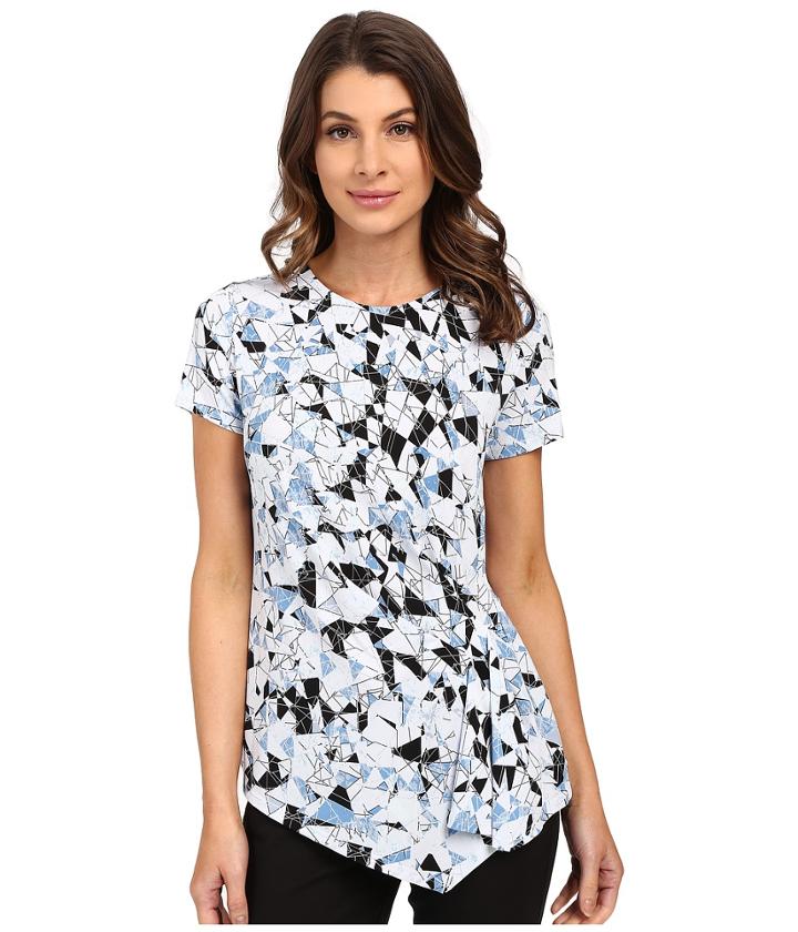Vince Camuto - Short Sleeve Broken Prism Side Pleat Top