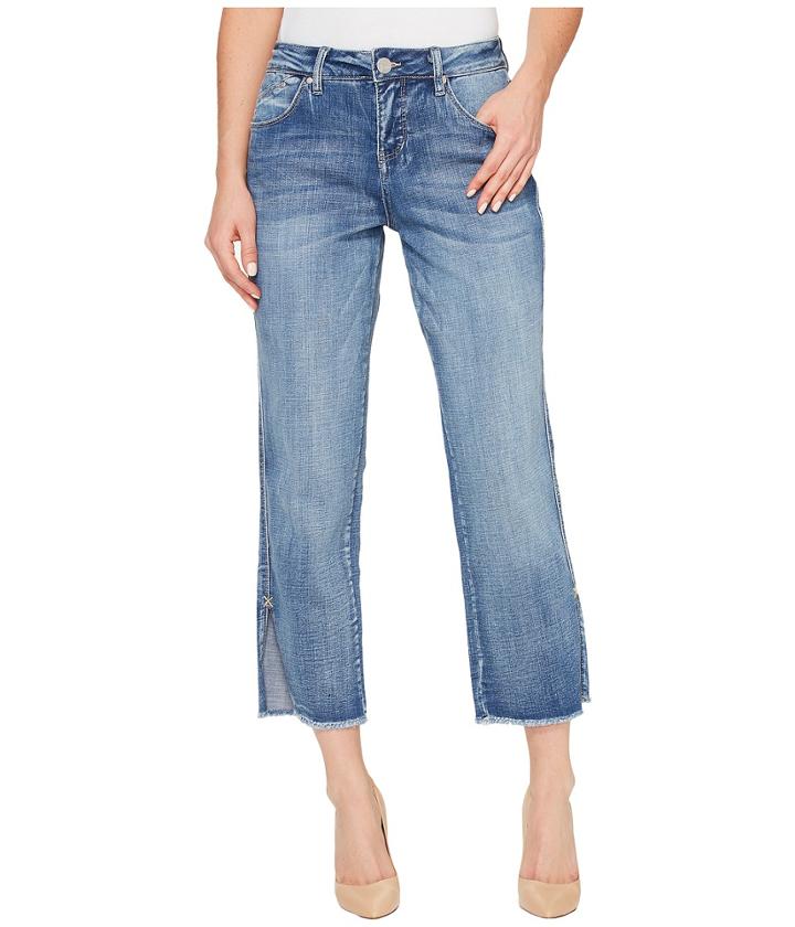 Jag Jeans - Quincy Straight Ankle Crosshatch Denim In Mid Vintage With Raw Hem