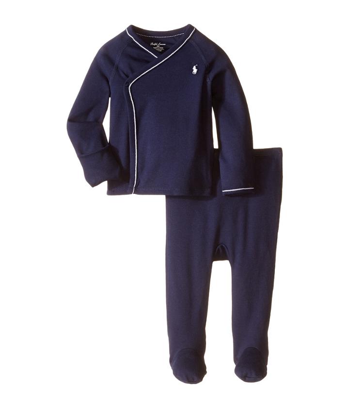 Ralph Lauren Baby - Cotton Interlock Solid Kimono Two-piece Pants Set