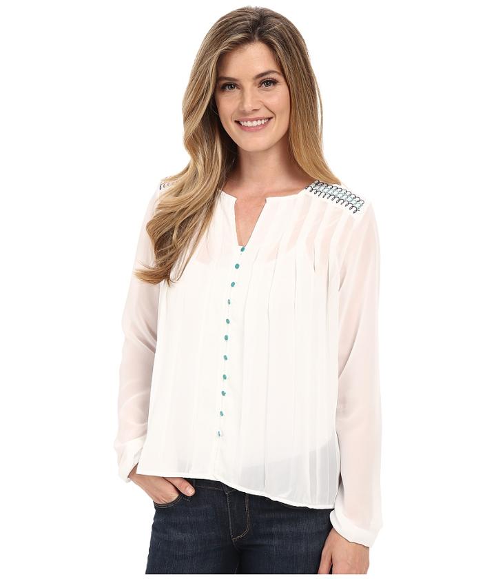 Cruel - Long Sleeve Button Front Peasant Blouse
