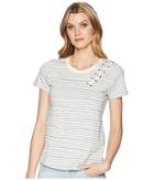 Lucky Brand - Stripe Lace-up Shoulder Tee