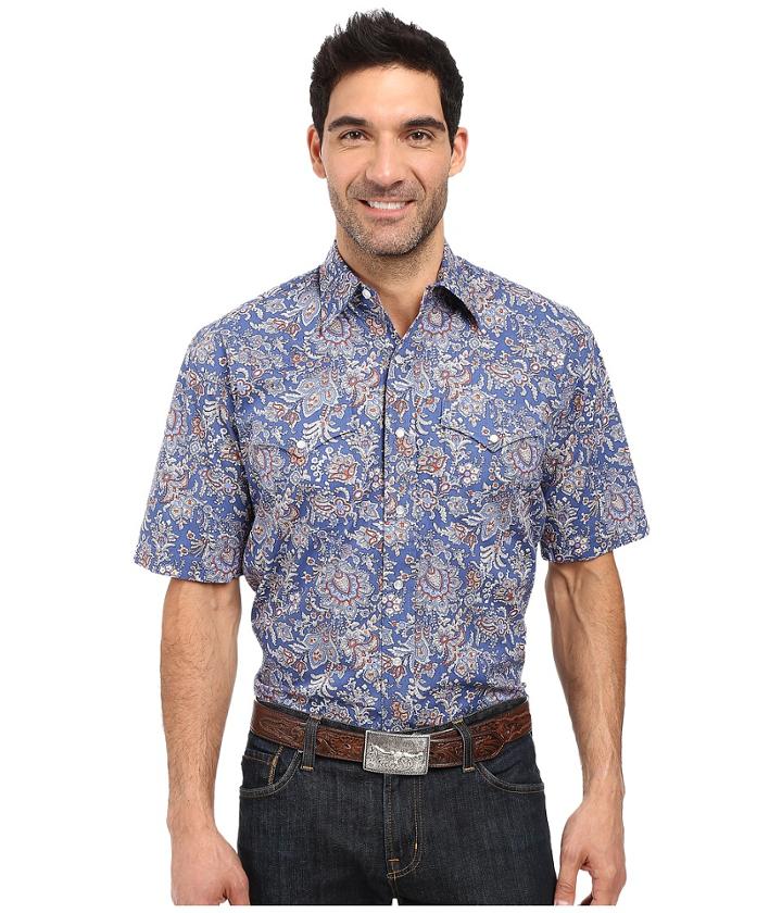 Stetson - Brocade Paisley Short Sleeve Woven Snap Shirt