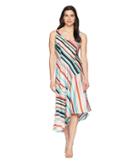 Donna Morgan - Striped Charmuese Slip Dress With Asymmetrical Hemline
