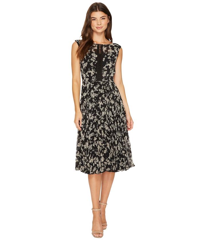 Christin Michaels - Maud Sleeveless Floral Dress With Lace Inset