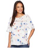 Ivanka Trump - Printed Round Neck Ruffle Sleeve Blouse