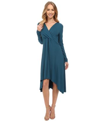 Mod-o-doc - Cotton Modal Spandex Jersey 3/4 Sleeve Shirred Empire Hi-low Dress