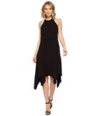 Halston Heritage - Sleeveless Round Neck Flounce Skirt Dress W/ Back Straps