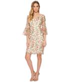 Adrianna Papell - Floral Vines Bell Sleeve Dress