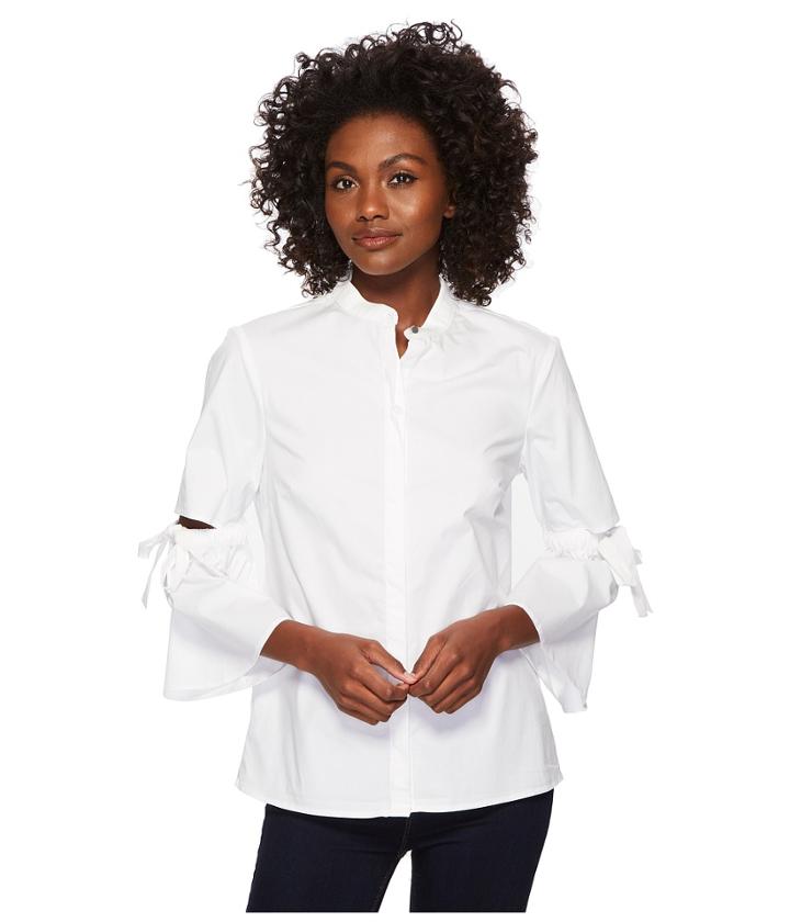 Ellen Tracy - Poplin Shirt With Cut Out Sleeve