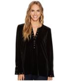 Tribal - Long Sleeve Knit Velvet Top W/ Eyelet Detail
