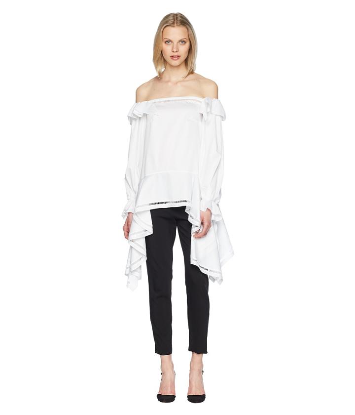 Zac Posen - Stretch Cotton Poplin Off The Shoulder Tunic