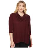 Karen Kane Plus - Plus Size Cowl Neck Side Slit Sweater