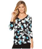 Calvin Klein - 3/4 Print Wrap Top W/ Circle Hardware