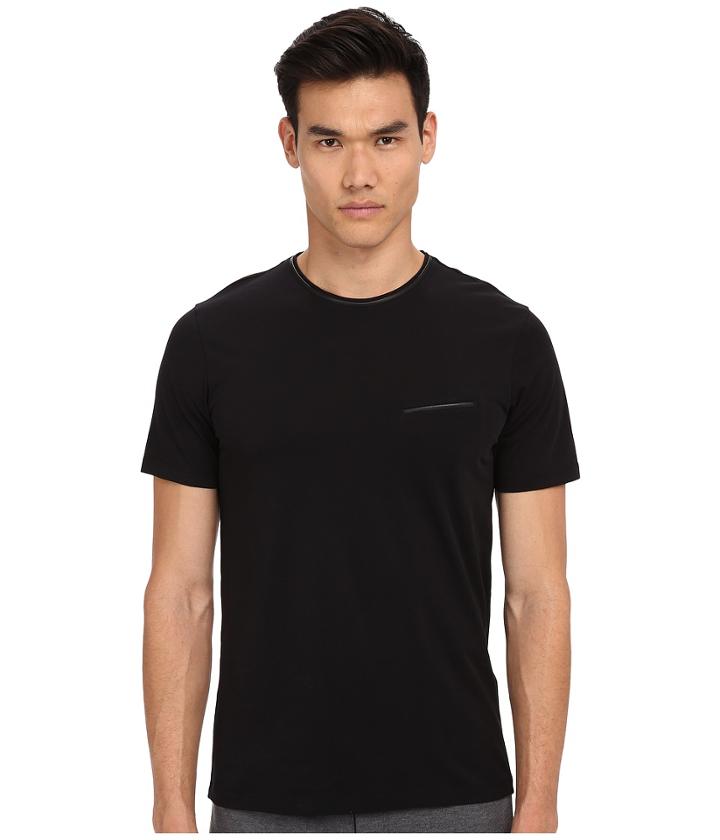 The Kooples - Jersey And Leather Piping Tee Shirt