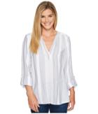 Dylan By True Grit - Taylor Texture Wide Waffle Stripe High-low Tunic W/ Roll Sleeve