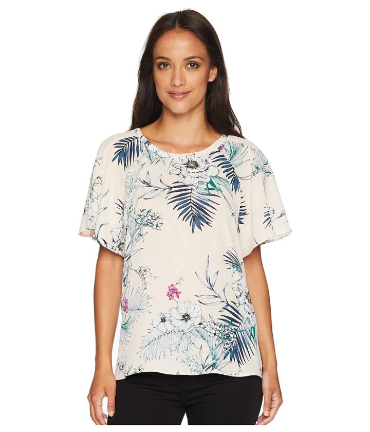 Ivanka Trump - Woven Short Sleeve Printed Blouse