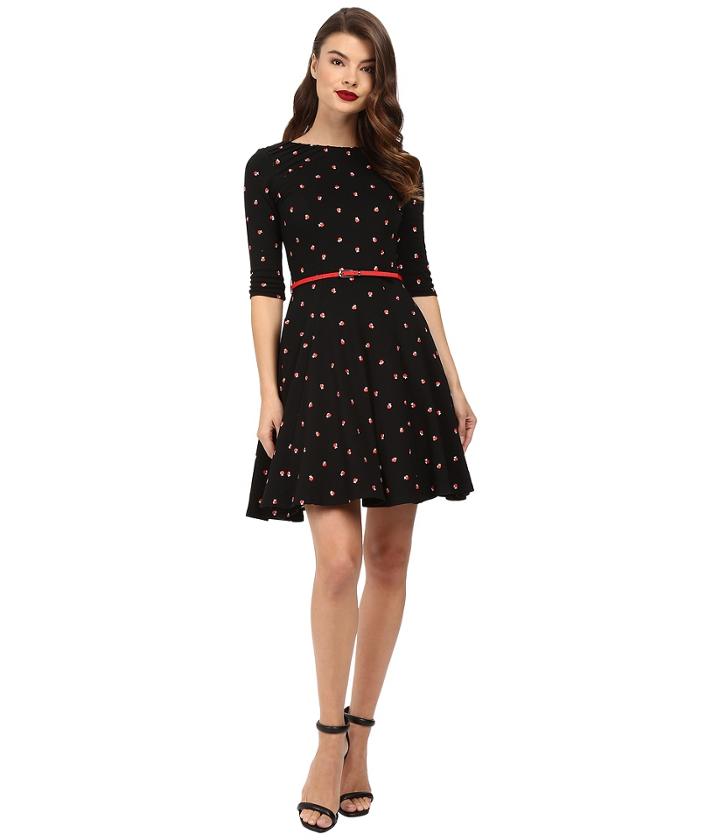 Unique Vintage - 3/4 Sleeve Fit Flare Knit Dress