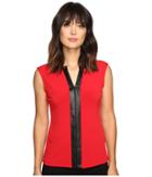 Calvin Klein - Sleeveless Top W/ Faux Leather And Chain