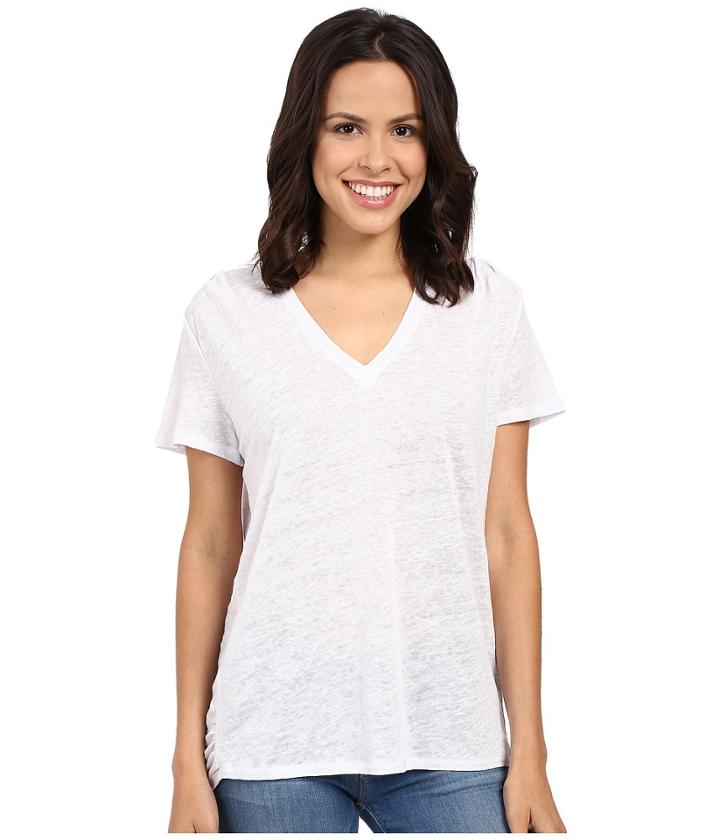 Heather - Linen Shoulder Pleated Asymmetrical Tee