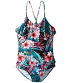 Seafolly Kids - Tropical Vacation Ruffle Tank One-piece
