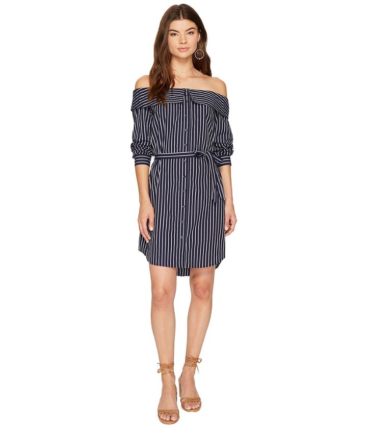 Kensie - Oxford Stripe Off Shoulder Shirting Dress Ks8k9673