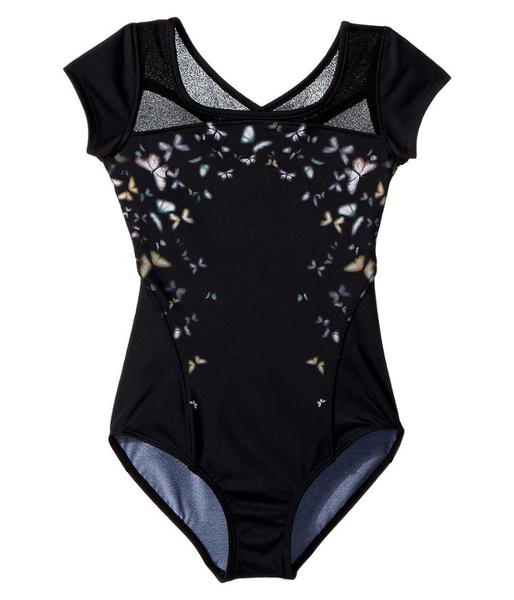 Bloch Kids - Printed Bodice Cross-back Cap Sleeve Leotard